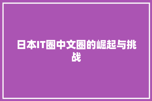 日本IT圈中文圈的崛起与挑战 SEO关键词