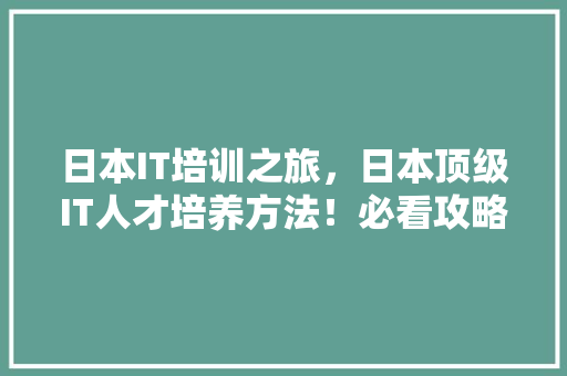日本IT培训之旅，日本顶级IT人才培养方法！必看攻略！ 必应SEO