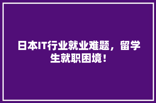 日本IT行业就业难题，留学生就职困境！ 搜狗SEO