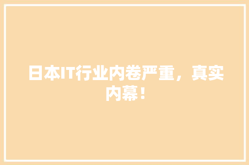 日本IT行业内卷严重，真实内幕！ SEO关键词