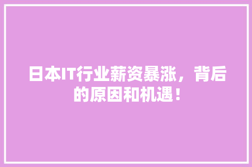日本IT行业薪资暴涨，背后的原因和机遇！ 百度SEO