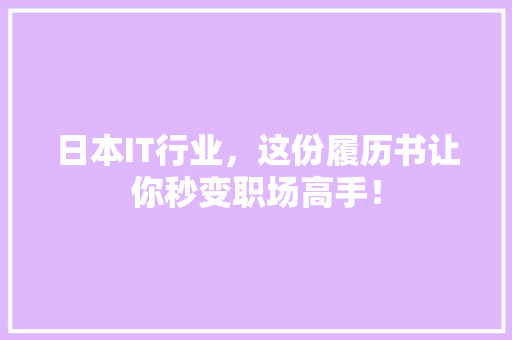 日本IT行业，这份履历书让你秒变职场高手！ 网站建设公司