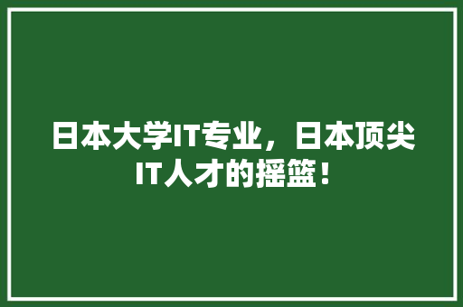 日本大学IT专业，日本顶尖IT人才的摇篮！ 搜狗SEO