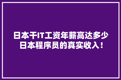 日本干IT工资年薪高达多少日本程序员的真实收入！ SEO关键词