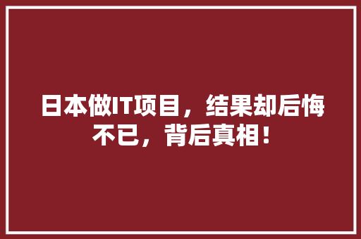 日本做IT项目，结果却后悔不已，背后真相！ 必应SEO