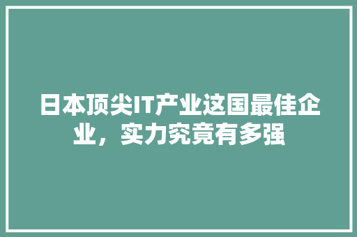 日本顶尖IT产业这国最佳企业，实力究竟有多强 网站建设公司