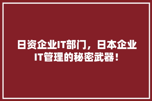 日资企业IT部门，日本企业IT管理的秘密武器！ SEO关键词