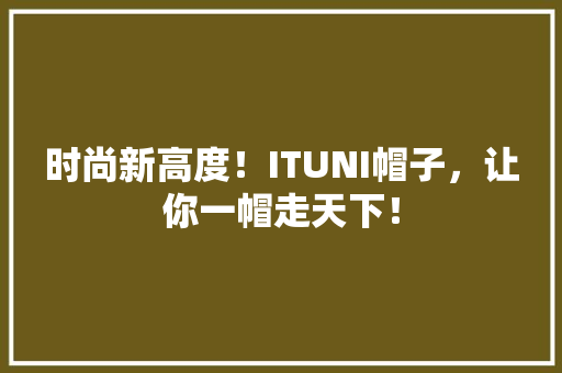 时尚新高度！ITUNI帽子，让你一帽走天下！ 搜狗SEO