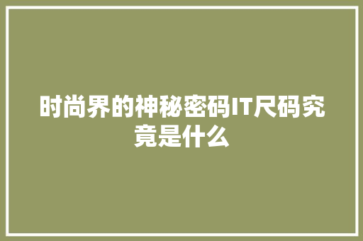 时尚界的神秘密码IT尺码究竟是什么 百度SEO