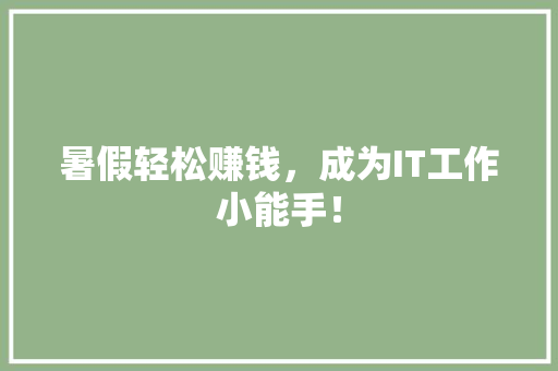 暑假轻松赚钱，成为IT工作小能手！ 网站建设公司
