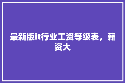 最新版it行业工资等级表，薪资大 SEO关键词