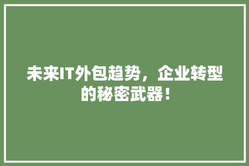 未来IT外包趋势，企业转型的秘密武器！ 搜狗SEO