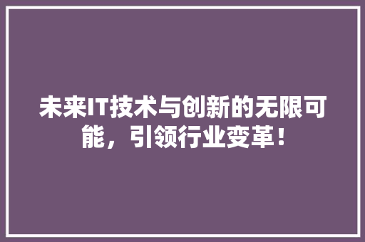 未来IT技术与创新的无限可能，引领行业变革！ 神马SEO