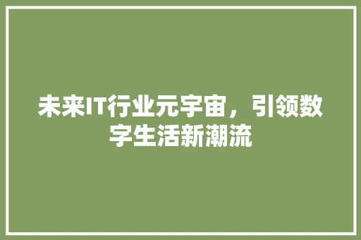 未来IT行业元宇宙，引领数字生活新潮流 神马SEO