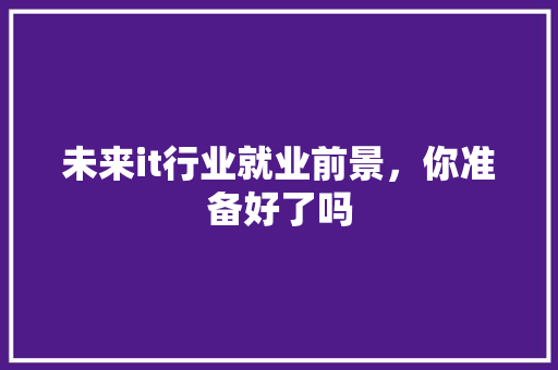 未来it行业就业前景，你准备好了吗 必应SEO