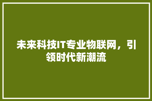 未来科技IT专业物联网，引领时代新潮流 网站建设公司