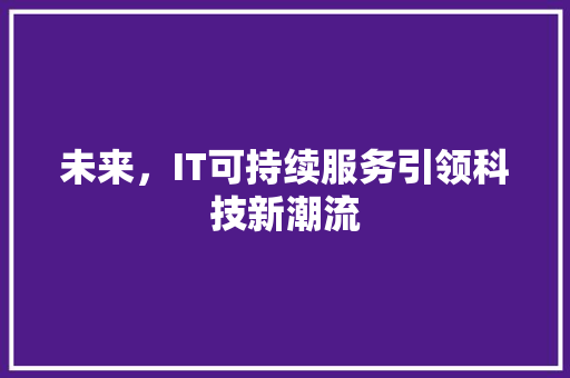 未来，IT可持续服务引领科技新潮流 网站建设公司