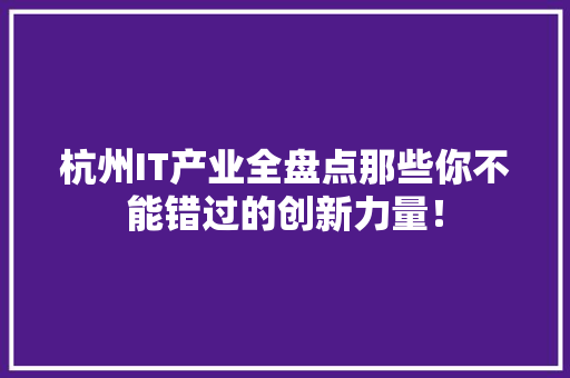 杭州IT产业全盘点那些你不能错过的创新力量！ 网站建设公司
