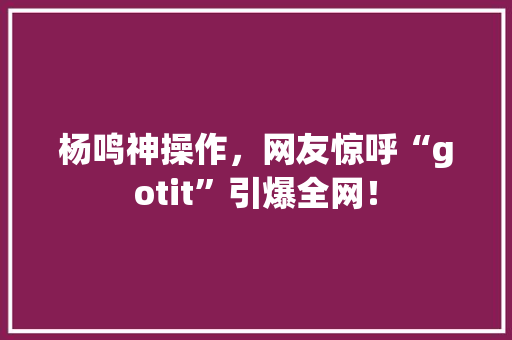 杨鸣神操作，网友惊呼“gotit”引爆全网！ 神马SEO