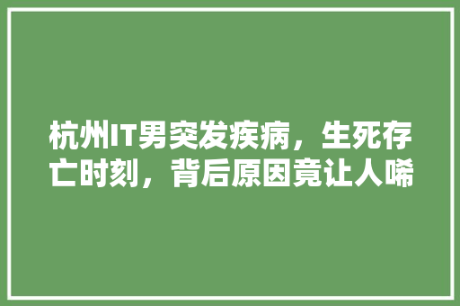 杭州IT男突发疾病，生死存亡时刻，背后原因竟让人唏嘘不已！ 百度SEO