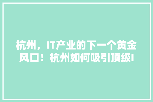 杭州，IT产业的下一个黄金风口！杭州如何吸引顶级IT人才 必应SEO