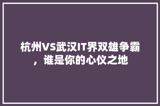 杭州VS武汉IT界双雄争霸，谁是你的心仪之地 网站建设公司