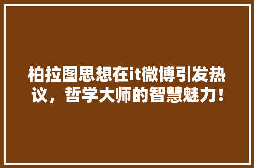 柏拉图思想在it微博引发热议，哲学大师的智慧魅力！ 搜狗SEO
