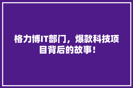 格力博IT部门，爆款科技项目背后的故事！ 百度SEO
