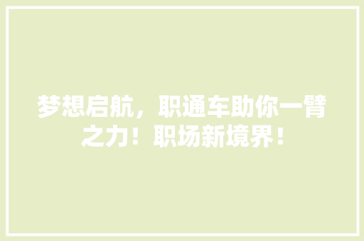 梦想启航，职通车助你一臂之力！职场新境界！ 百度SEO