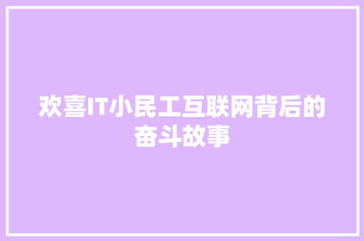 欢喜IT小民工互联网背后的奋斗故事 必应SEO