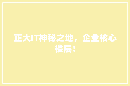 正大IT神秘之地，企业核心楼层！ 网站建设公司