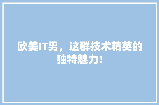 欧美IT男，这群技术精英的独特魅力！ 网站建设公司