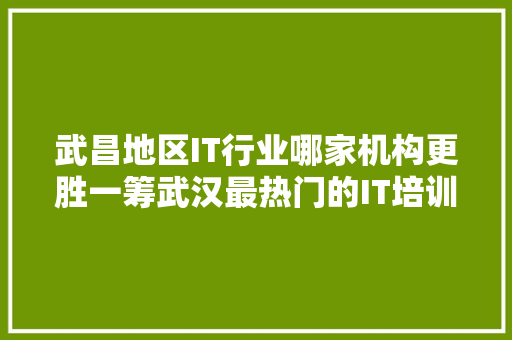 武昌地区IT行业哪家机构更胜一筹武汉最热门的IT培训基地！ SEO关键词