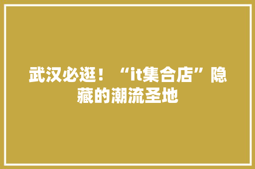武汉必逛！“it集合店”隐藏的潮流圣地 搜狗SEO
