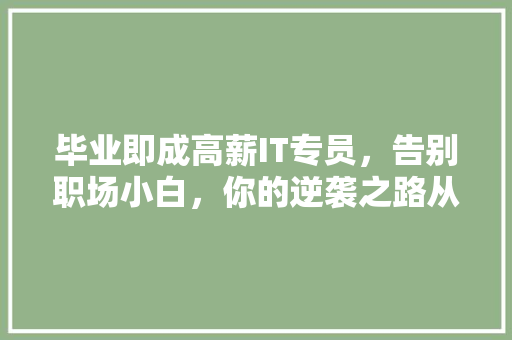 毕业即成高薪IT专员，告别职场小白，你的逆袭之路从这里开始！ 百度SEO