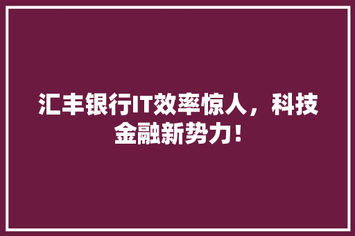 汇丰银行IT效率惊人，科技金融新势力！ 神马SEO
