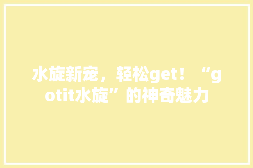 水旋新宠，轻松get！“gotit水旋”的神奇魅力 必应SEO
