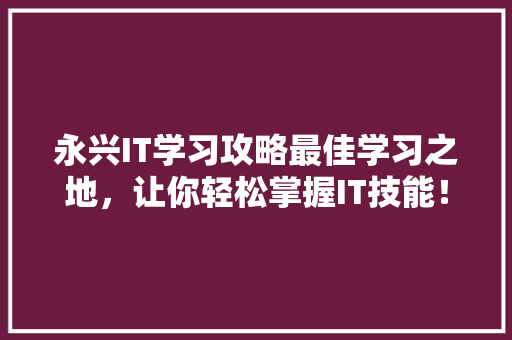 永兴IT学习攻略最佳学习之地，让你轻松掌握IT技能！ 必应SEO