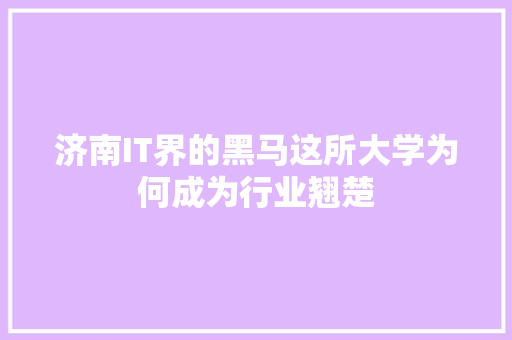 济南IT界的黑马这所大学为何成为行业翘楚 神马SEO
