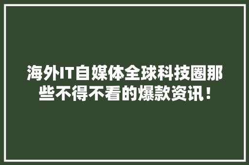 海外IT自媒体全球科技圈那些不得不看的爆款资讯！ SEO关键词