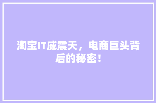 淘宝IT威震天，电商巨头背后的秘密！ 搜狗SEO
