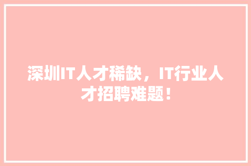 深圳IT人才稀缺，IT行业人才招聘难题！ 网站建设公司
