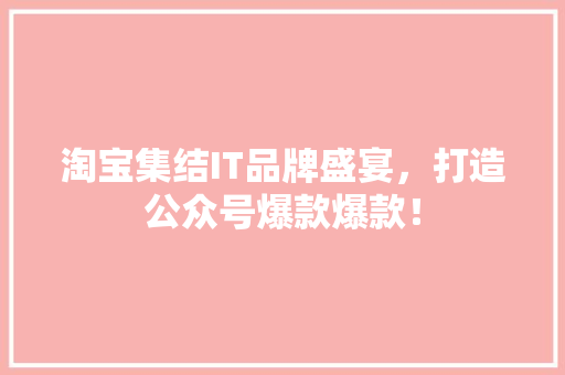 淘宝集结IT品牌盛宴，打造公众号爆款爆款！ 网站建设公司