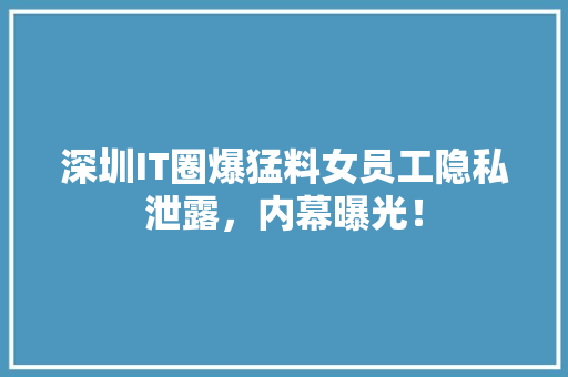 深圳IT圈爆猛料女员工隐私泄露，内幕曝光！ 必应SEO
