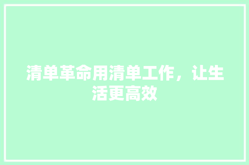 清单革命用清单工作，让生活更高效 百度SEO