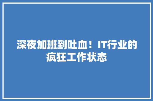 深夜加班到吐血！IT行业的疯狂工作状态 神马SEO