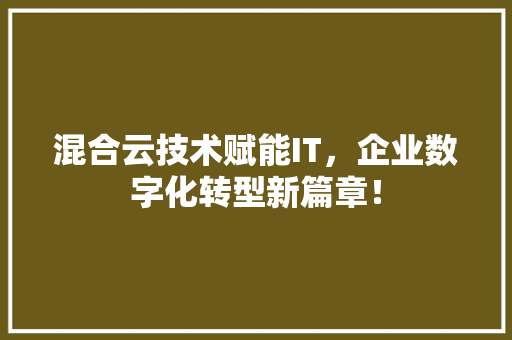 混合云技术赋能IT，企业数字化转型新篇章！ SEO关键词