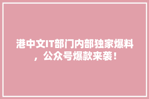 港中文IT部门内部独家爆料，公众号爆款来袭！ 网站建设公司