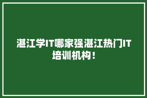 湛江学IT哪家强湛江热门IT培训机构！ SEO关键词