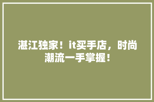 湛江独家！it买手店，时尚潮流一手掌握！ 必应SEO